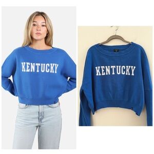 Hype & Vice Kentucky Wildcats Cropped Blue Oversized Team Sweater Women’s Small